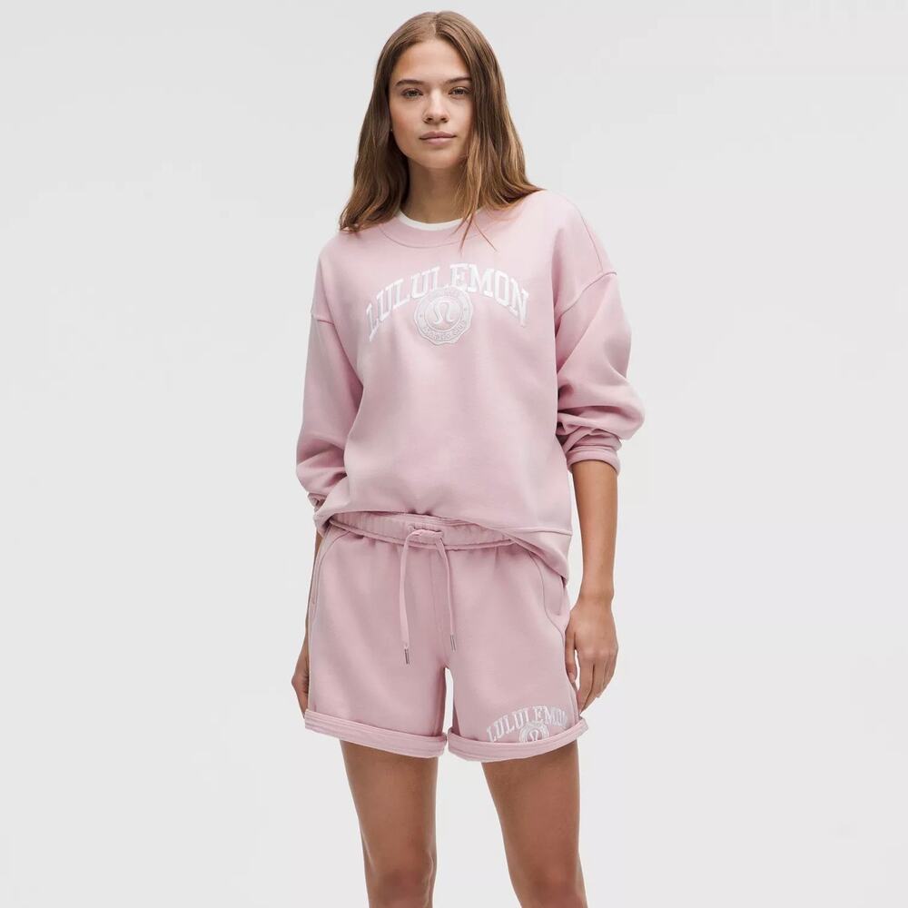 Lululemon Perfectly Oversized Crew Graphic in Pink Haze Size Medium